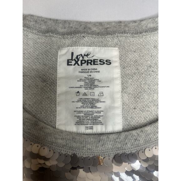 Express Women's Solid Gray Sequin Sweater Long Sleeve, Size M - Picture 2 of 7